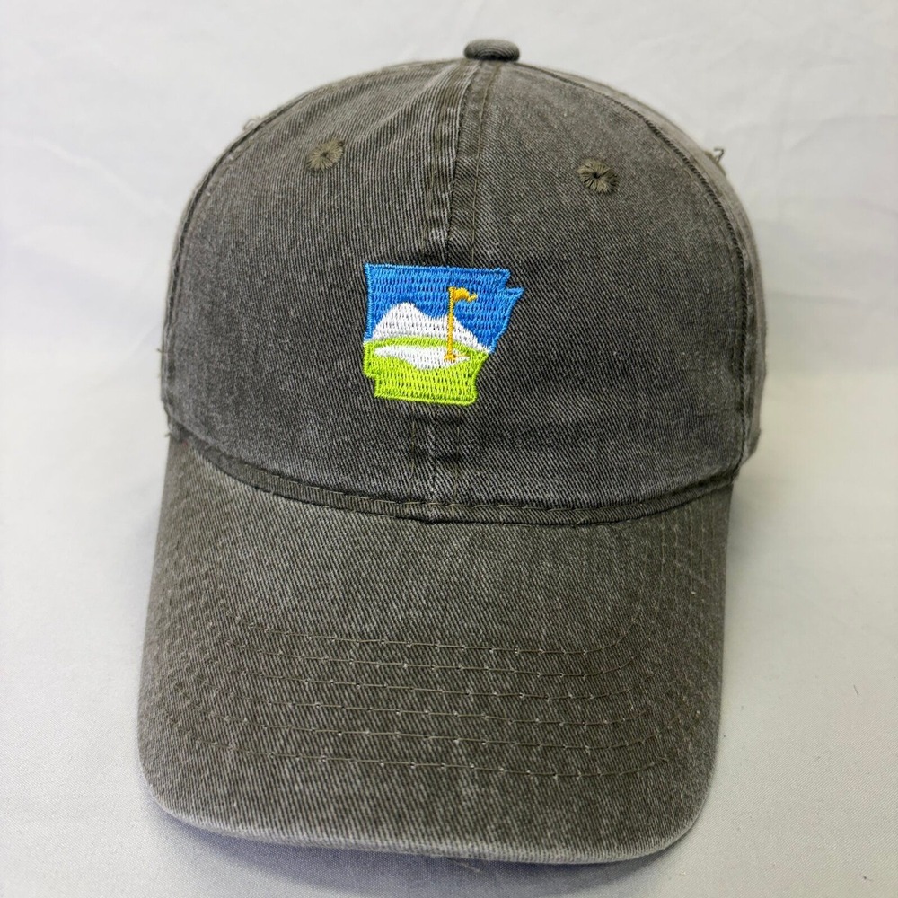 OC Sports Baseball Cap Arkansas Golf Mens OSFM Olive Green Washed Dad Hat